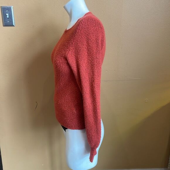 J.Crew Ribbed Puff-Sleeve Sweater Extra-soft Yarn Burnt Orange Sweater XXS - Picture 2 of 10
